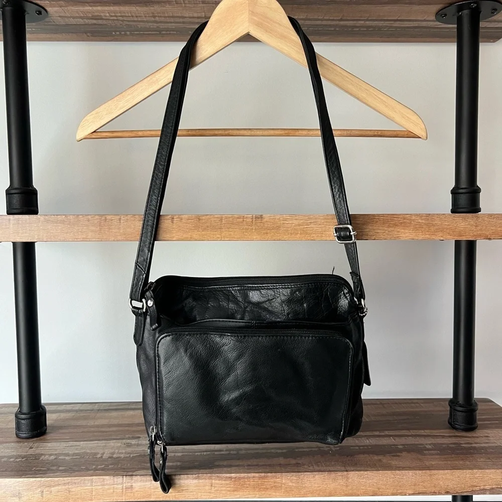 Black Leather Crossbody Bag